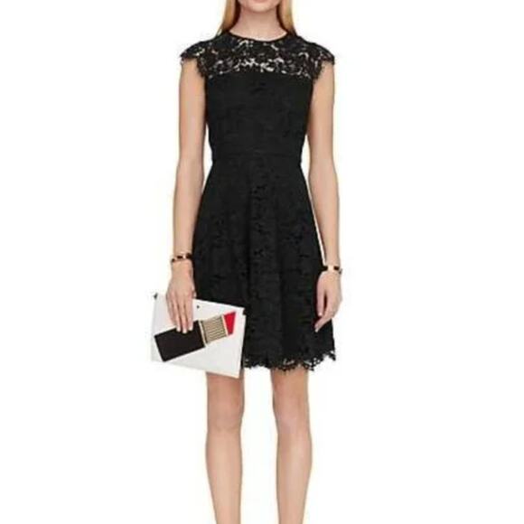Kate Spade Black Lace Open-Back Fit & Flare Dress Size 10 Black NWT - Picture 4 of 14